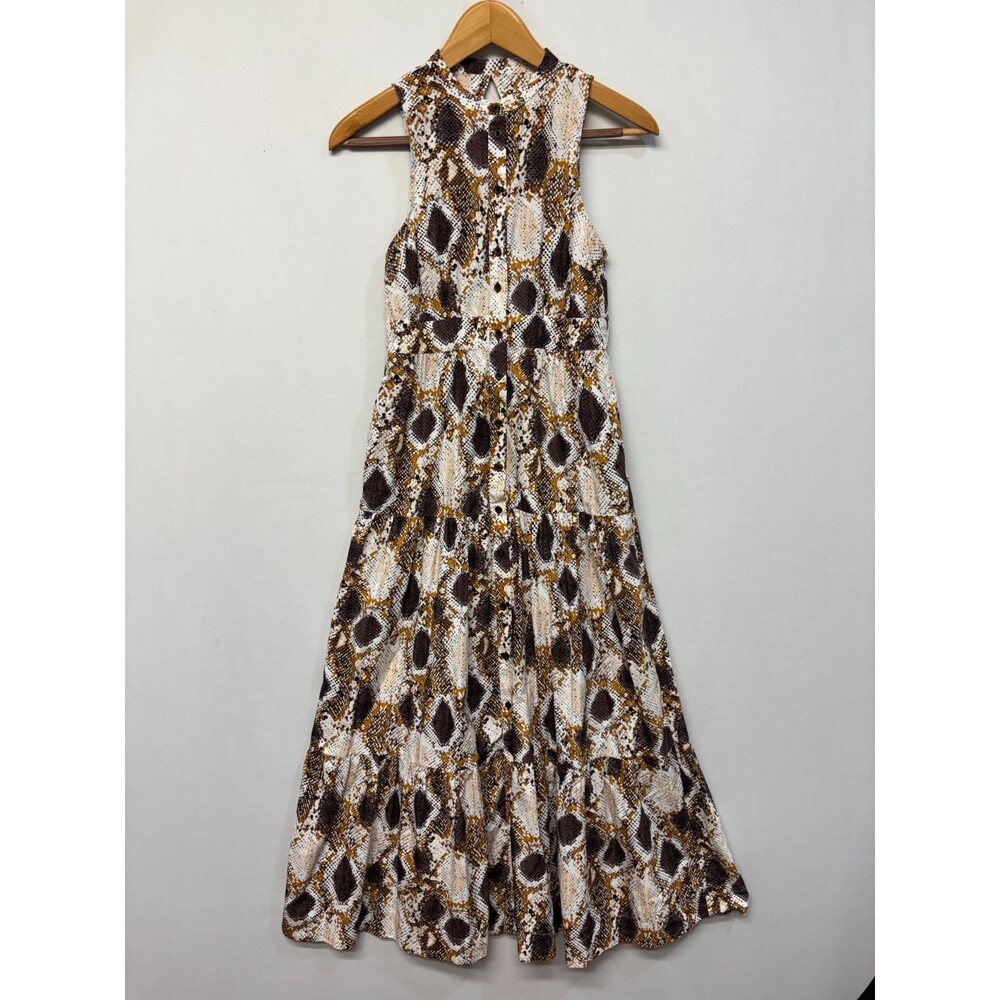 Maeve by Anthropologie Snake Printed Maxi Dress Size 2P 2 Petite Cotton D047 -26